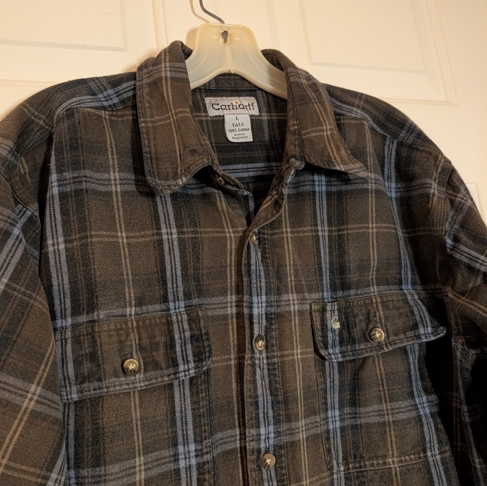 Carhartt men’s work shirt- Heavy Weight Flannel. Large Tall - Picture 7 of 8